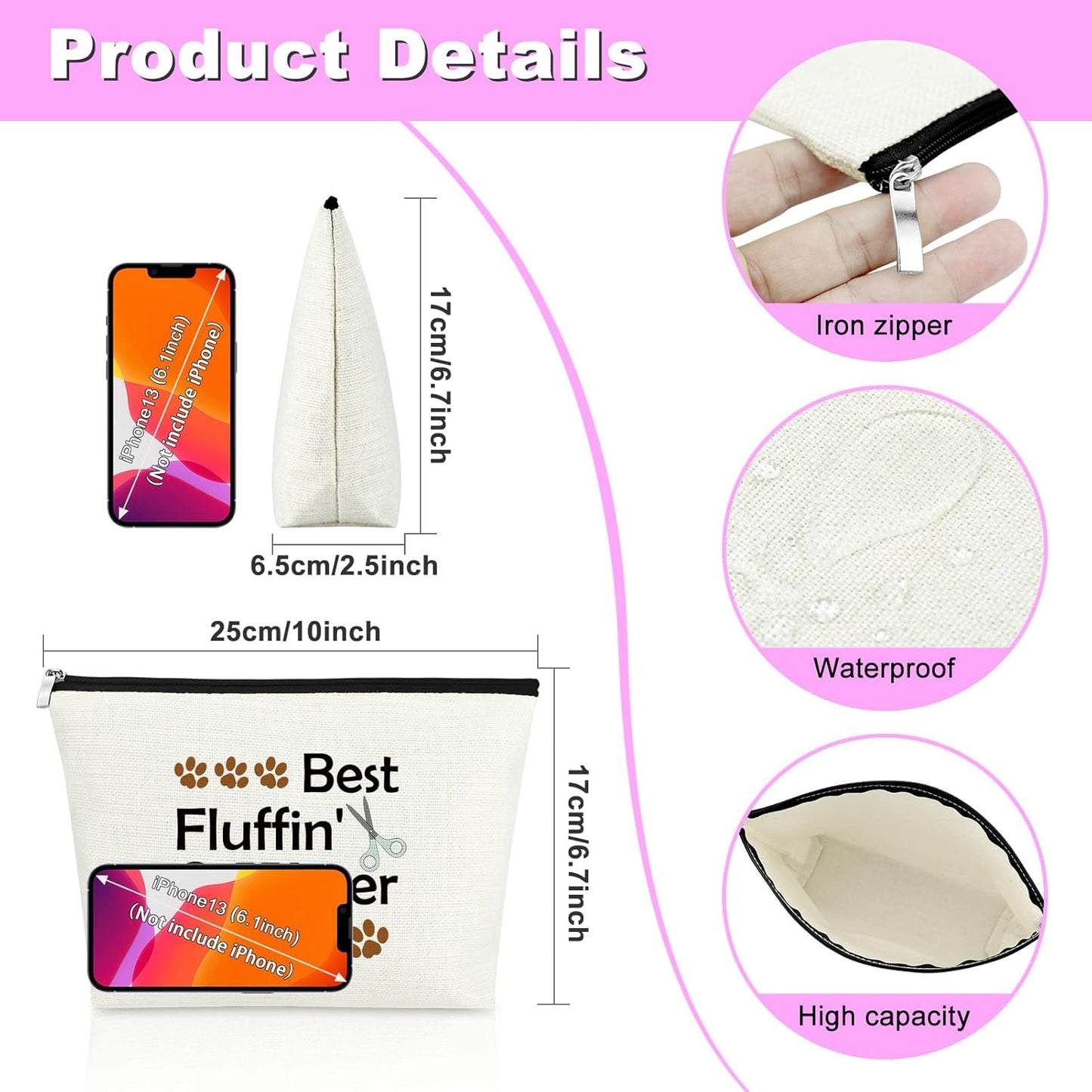 Dog Groomer Gift for Women Makeup Bag Pet Grooming Gift Appreciation Cosmetic Bags for Dog Groomer Pet Hairdresser Hair Stylist Women Thank You Makeup Travel Bag Christmas Birthday Present