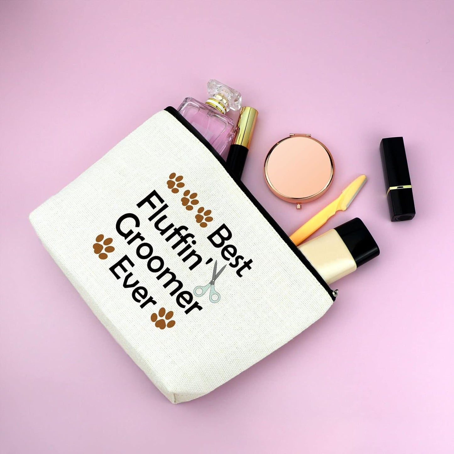 Dog Groomer Gift for Women Makeup Bag Pet Grooming Gift Appreciation Cosmetic Bags for Dog Groomer Pet Hairdresser Hair Stylist Women Thank You Makeup Travel Bag Christmas Birthday Present