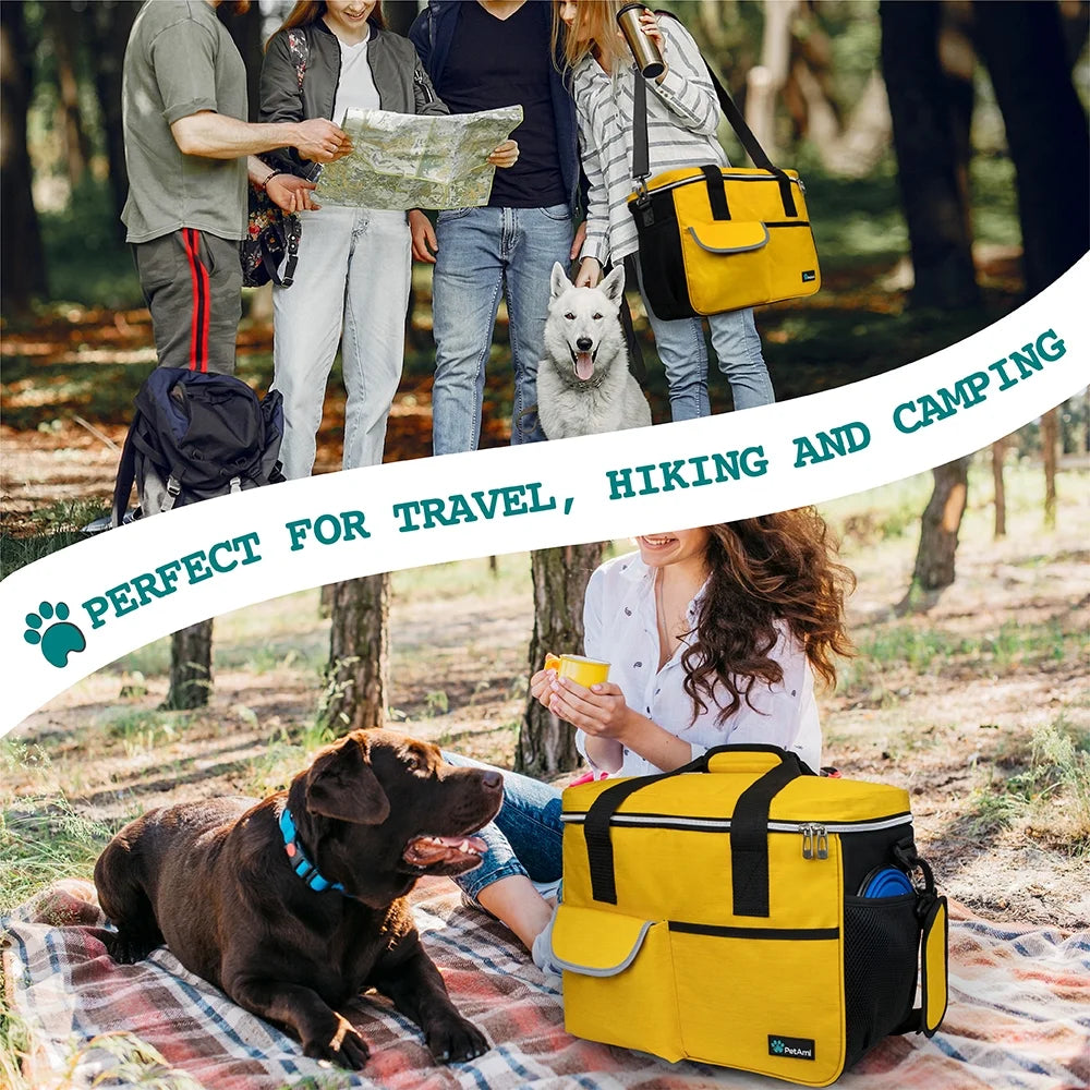 Medium Dog Travel Bag with Food Containers and Bowls, Yellow, 5.8 Gal. (22 L)  Limit