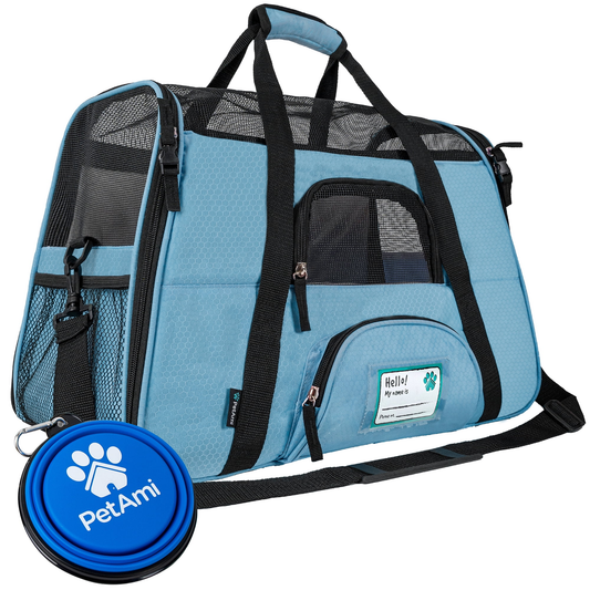 Airline Approved Pet Carrier for Cats & Small Dogs, Soft Sided Dog Carrier for Small Dogs & Cats, Cat Travel Supplies Accessories for Indoor Cats and Small Dogs, Ventilated Pet Carrying Bag Medium Large Kitten Puppy, Large Blue