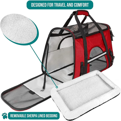 Airline Approved Pet Carrier for Cats and dogs, Soft Sided Dog Carrier for Small Dogs, Cat Travel Supplies Accessories for Cats and small dogs, Ventilated Pet Carrying Bag Medium Large Kitten Puppy, Small Red