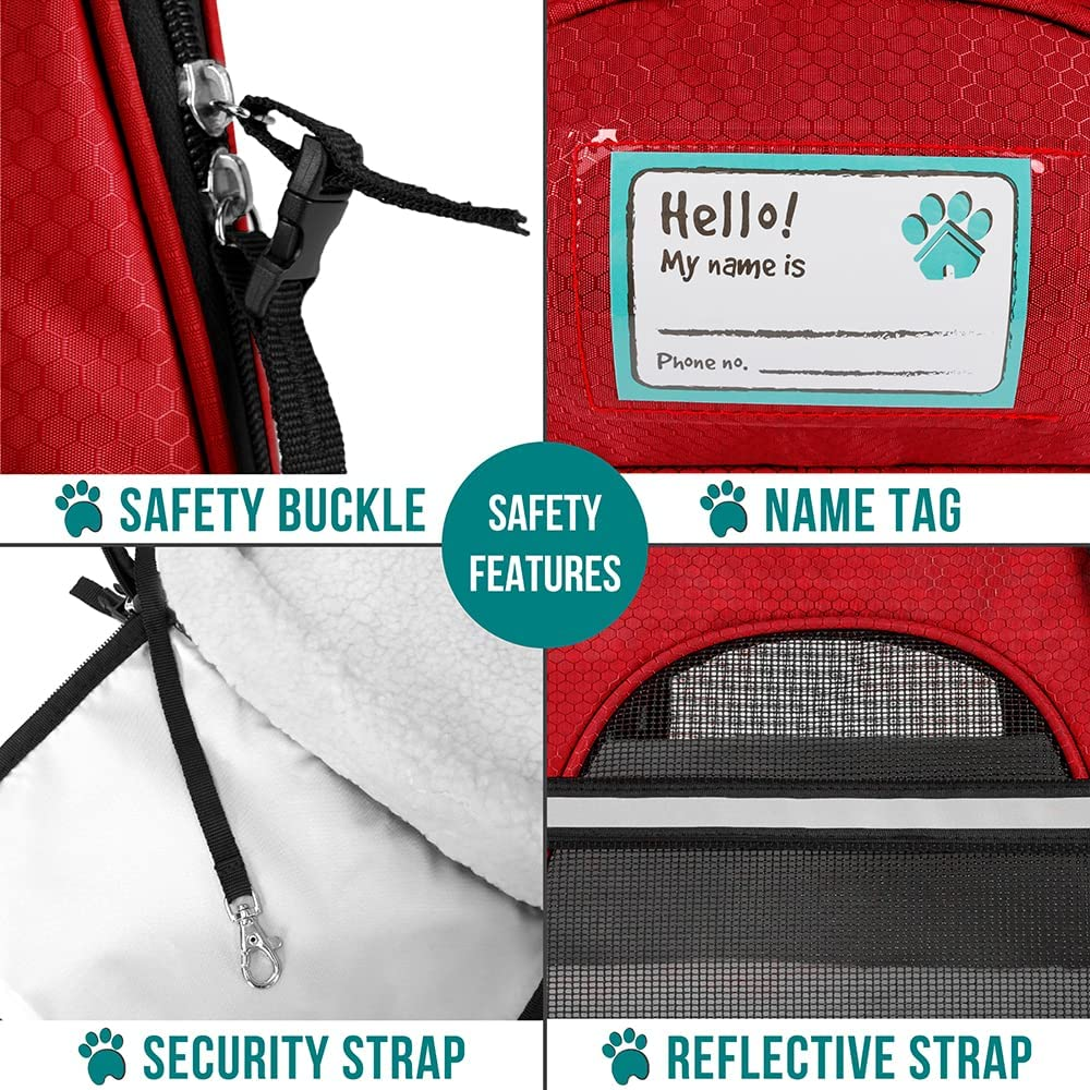 Airline Approved Pet Carrier for Cats and dogs, Soft Sided Dog Carrier for Small Dogs, Cat Travel Supplies Accessories for Cats and small dogs, Ventilated Pet Carrying Bag Medium Large Kitten Puppy, Small Red