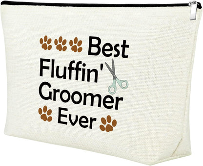Dog Groomer Gift for Women Makeup Bag Pet Grooming Gift Appreciation Cosmetic Bags for Dog Groomer Pet Hairdresser Hair Stylist Women Thank You Makeup Travel Bag Christmas Birthday Present