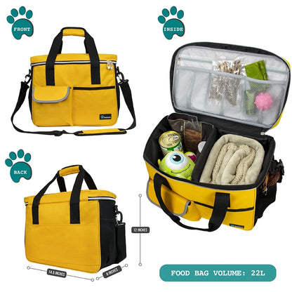 Medium Dog Travel Bag with Food Containers and Bowls, Yellow, 5.8 Gal. (22 L)  Limit