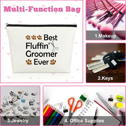 Dog Groomer Gift for Women Makeup Bag Pet Grooming Gift Appreciation Cosmetic Bags for Dog Groomer Pet Hairdresser Hair Stylist Women Thank You Makeup Travel Bag Christmas Birthday Present